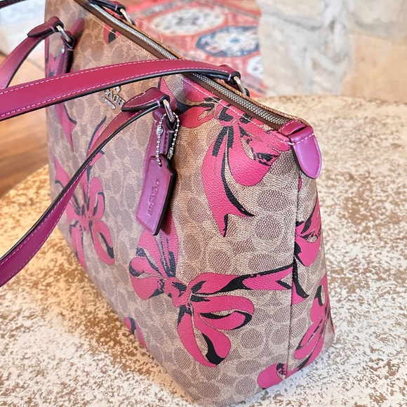 Coach Bow Gallery Signature Tote Handbag Wallet Set Brown Pink NWT - Picture 11 of 17